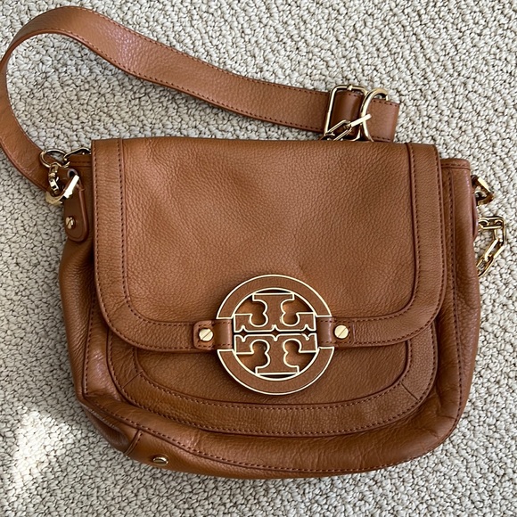Tory Burch Cross Body Tan Leather Flap Bag